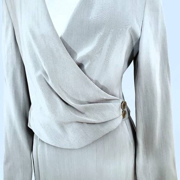 Giorgio Armani Career Grey Wrap Wool Skirt Suit - Picture 2 of 14